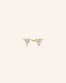Reclaimed 18k Yellow Gold and Diamond Earrings, 3 Diamonds