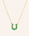 Reclaimed 18K Yellow Gold and Emerald Horseshoe Necklace