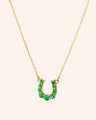 Reclaimed 18K Yellow Gold and Emerald Horseshoe Necklace