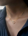Reclaimed 18k Yellow Gold and Diamond Necklace, 7 Diamonds