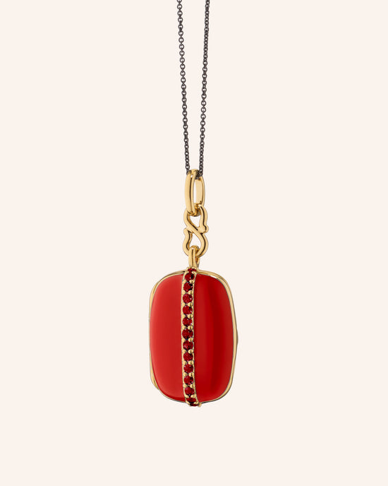 Red Enamel Vermeil "Britt" Locket with Rubies