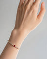 Ruby Heart Tennis Bracelet with Diamonds in 18K Yellow Gold