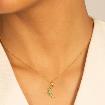 May Emerald "Moon" 18K Gold Birthstone Necklace