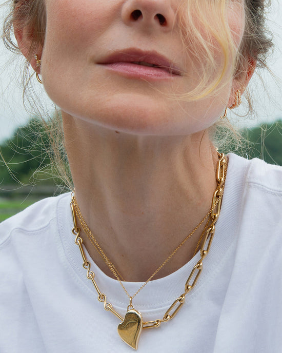 Slim 18K Gold Heart Locket Necklace