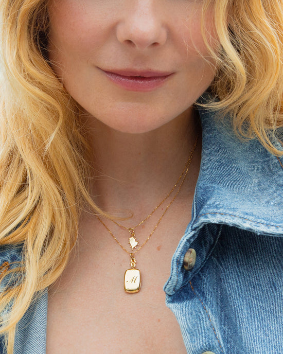 Slim Britt 18K Gold Engraved Locket Necklace