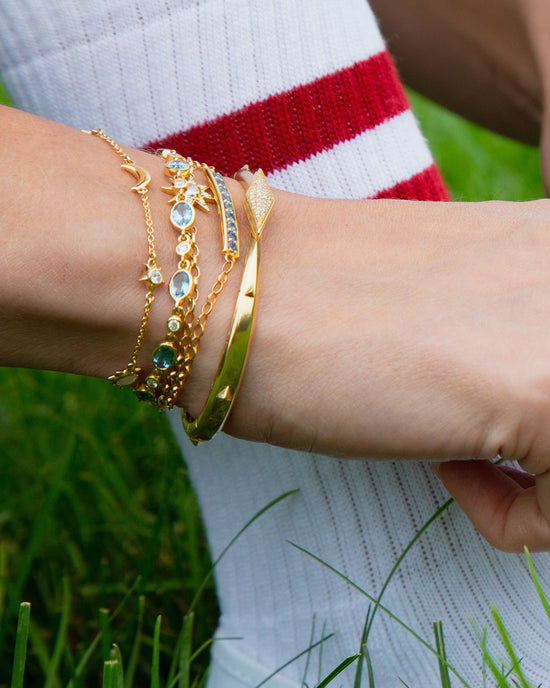 Sun, Moon and Stars Diamond and Moonstone Chain Bracelet