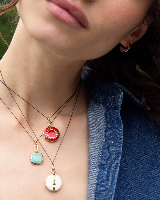 Turquoise Enamel Vermeil Cushion Locket