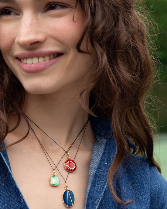 Red Enamel Vermeil Round Locket