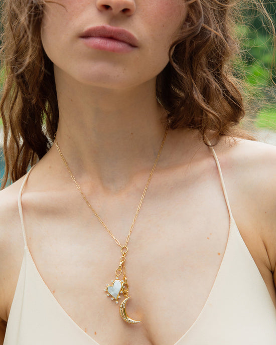 "Dream" Moon Necklace with Diamonds