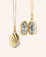 The Neptune Shell 18K Gold Locket Necklace with Pavé Diamonds