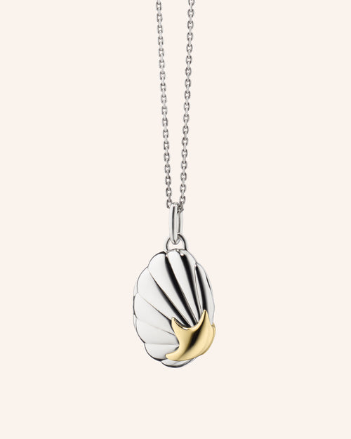 The Neptune Shell Two-Tone Locket Necklace