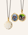 White Enamel Vermeil Sculpted Shell Locket