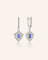 Fearless Shield Earrings with Blue Sapphire Baguette and White Sapphires