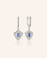 Fearless Shield Earrings with Blue Sapphire Baguette and White Sapphires