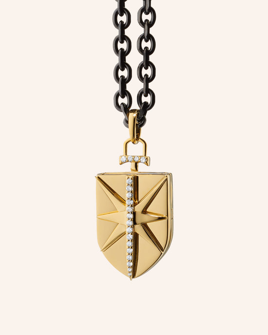 18K Yellow Gold Fearless Shield Locket