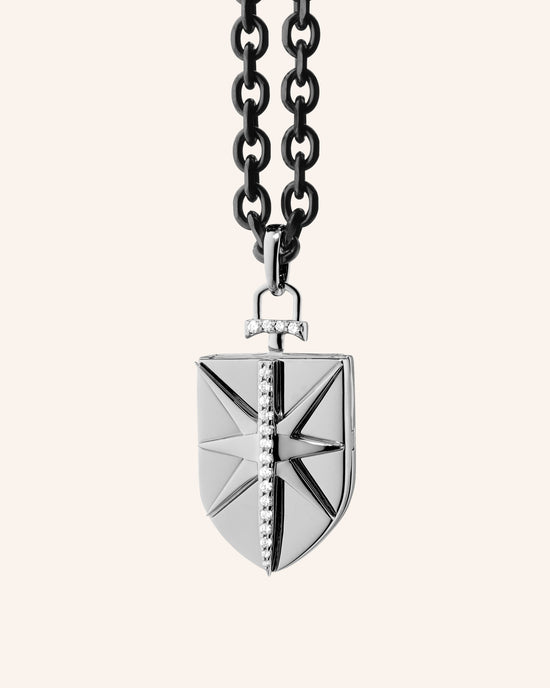 Sterling Silver Fearless Shield Locket