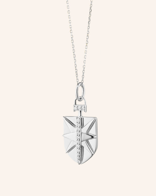 Mini Fearless Shield with White Sapphire