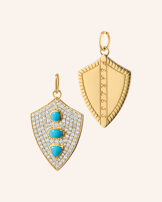 Fearless Shield with Turquoise and Pave Diamonds