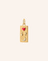 Love You To the Moon and Back 18K Gold Medallion with Red Enamel and Diamond