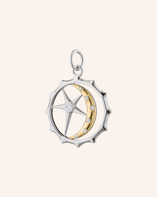 "My Sun, Moon, and Stars" Two-Tone Charm with White Sapphires