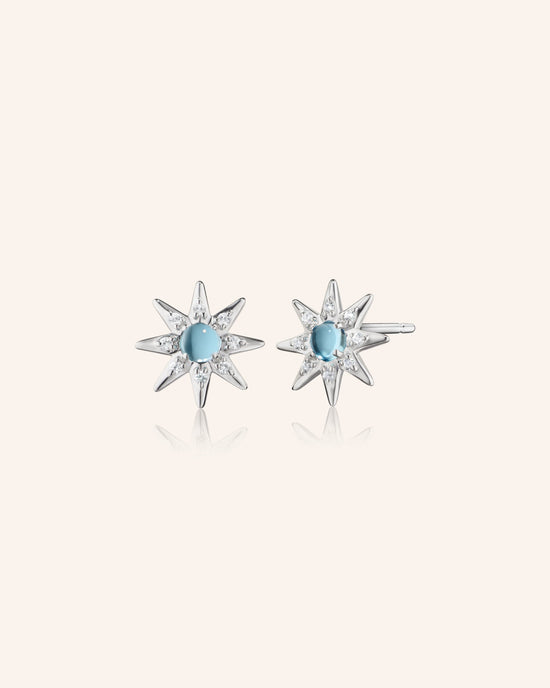 Blue Topaz & Sapphire Star Studs