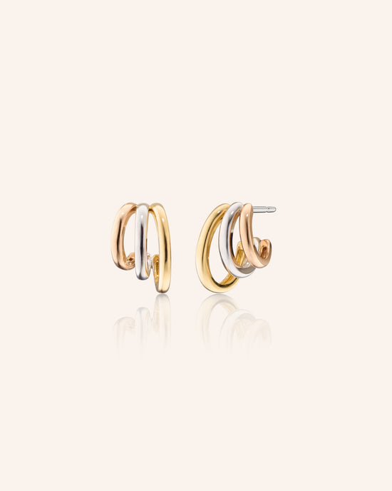 Rings of Saturn Earrings in 18K Yellow, Rose and White Gold