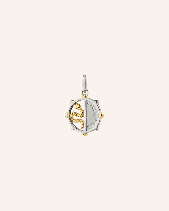 Two-Tone Mini “Never Fear” Snake Medallion