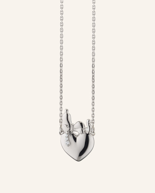Sterling Silver Snoopy Heart Necklace