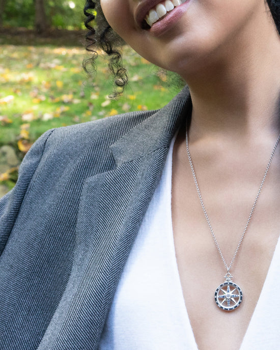 Adventure Global Compass Necklace with Sapphires