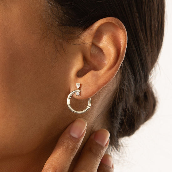 Sterling Silver Midi Galaxy Wrap Hoop Earrings with White Sapphires