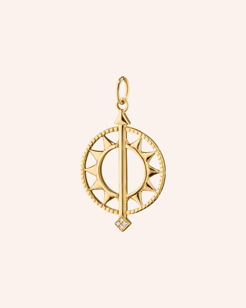 Time is Precious 18K Gold Open Sundial Charm with Diamond Tip
