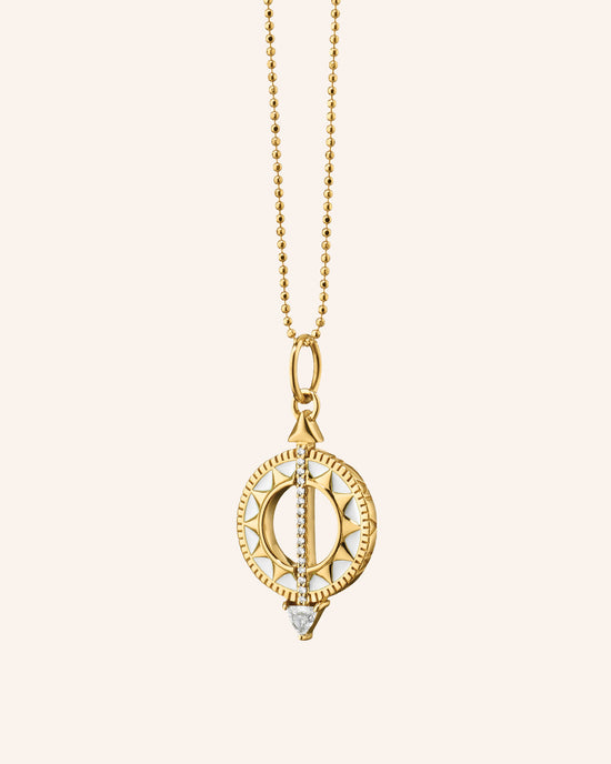 Mini White Enamel Sundial Charm - Time is Precious