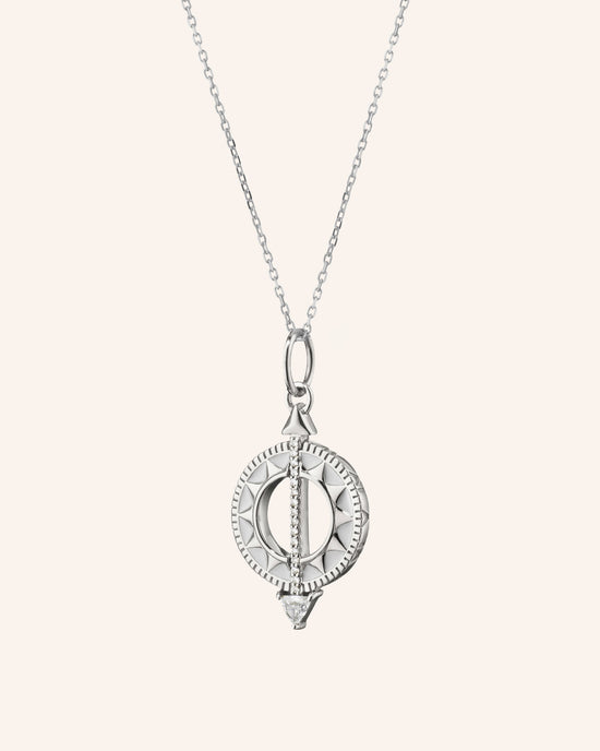Mini Sterling Silver White Enamel Sundial Charm - Time is Precious