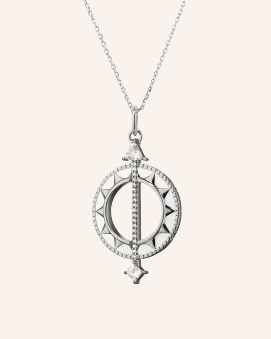Sterling Silver White Enamel Sundial Charm - Time is Precious