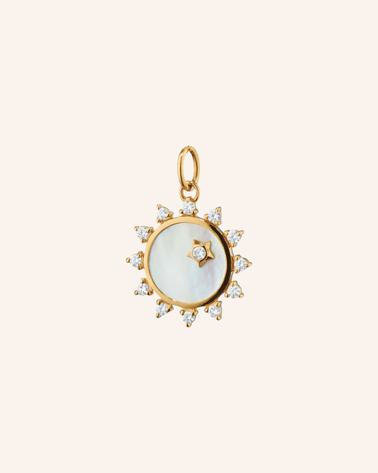 Mini Mother of Pearl Diamond Sun Charm
