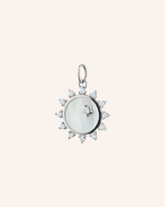 Mini Mother of Pearl Sapphire Sun Charm