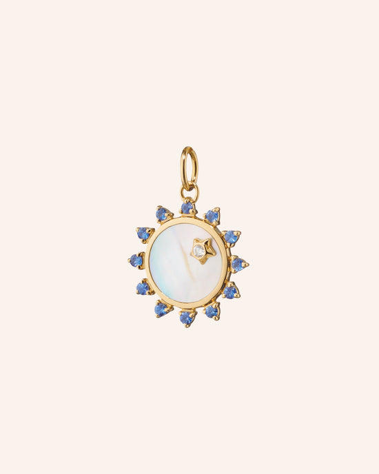 Mini Mother of Pearl Sapphire Sun Charm
