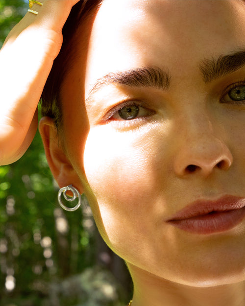 Sterling Silver Round Double Hoop Infinity Earrings