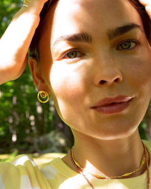 18K Yellow Gold Round Infinity Hoop Earrings