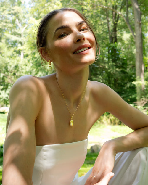 The Neptune Shell 18K Gold Locket Necklace with Pavé Diamonds