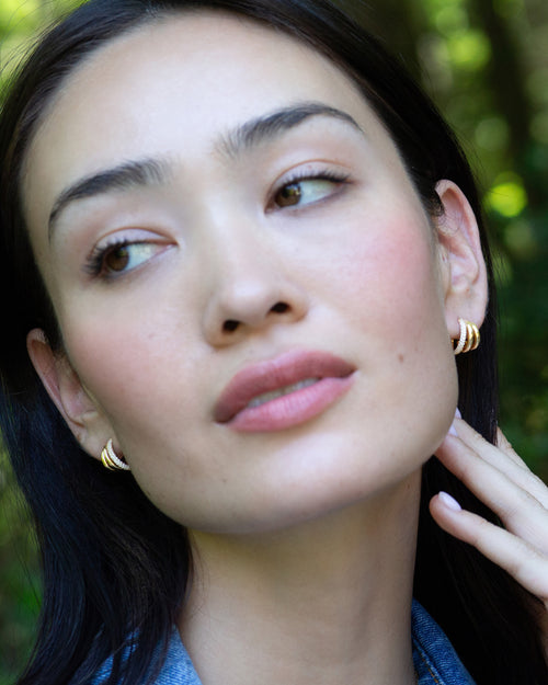 18K Gold Rings of Saturn Earrings with Pavé Diamonds