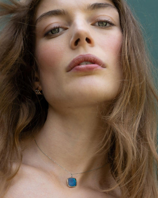 Slim Viv Sterling Silver Locket Necklace with Shattuckite