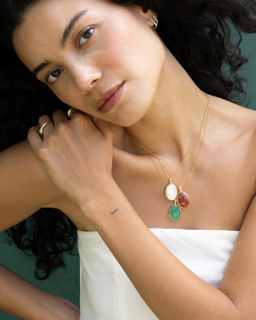 Amelia Oval Cabochon Locket Necklaces