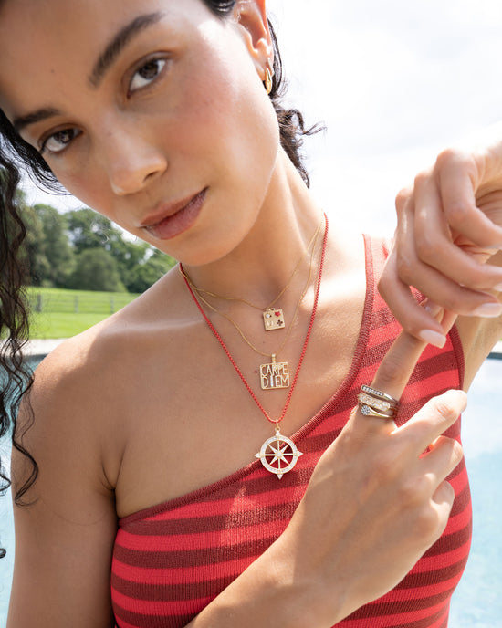 I Love You More, Carpe Diem, and Diamond Compass Necklaces