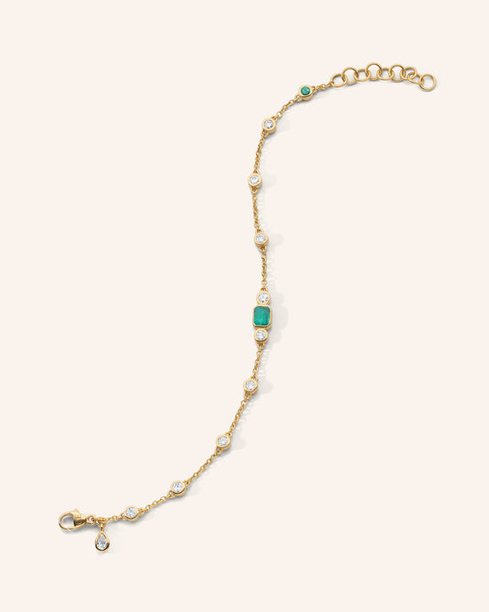 Staggered Diamond & Emerald Tennis Bracelet