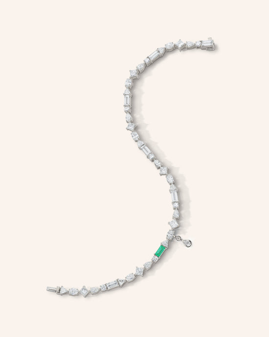 Fancy Cut Diamond 18K White Gold Tennis Bracelet