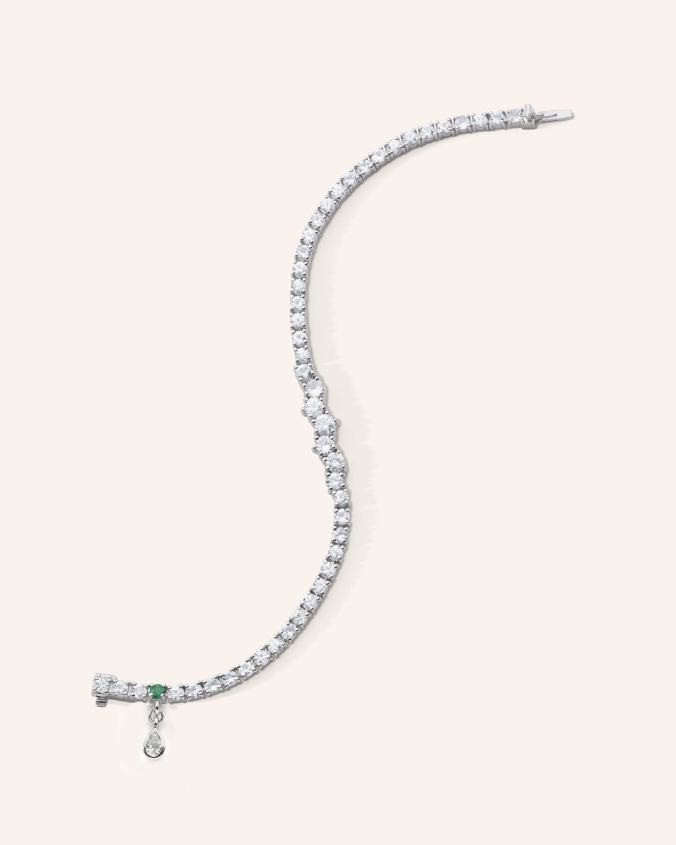 Classic Sapphire Tennis Bracelet with White Sapphires and Tsavorite