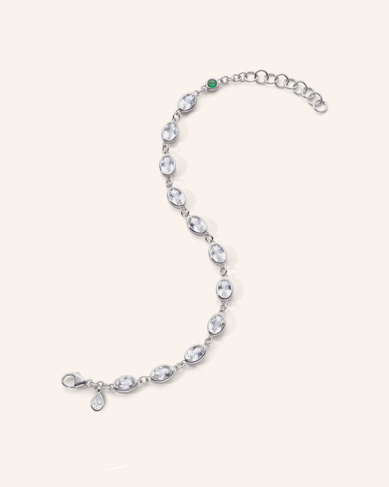 Oval Bezel Set Rock Crystal Tennis Bracelet