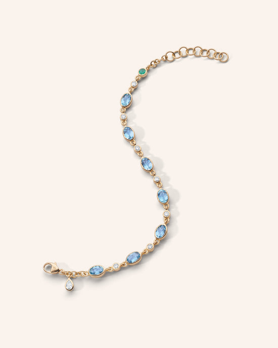Aquamarine Tennis Bracelet in 18K Gold