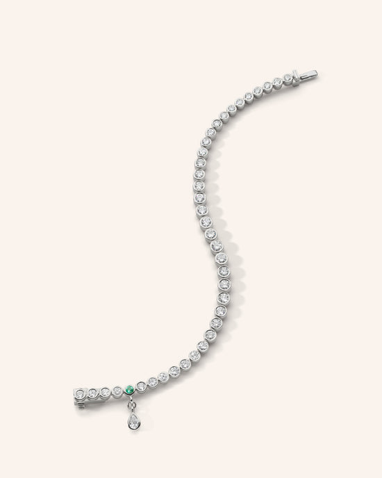 Luxe Graduated Round Bezel Set Diamond 18K White Gold Tennis Bracelet